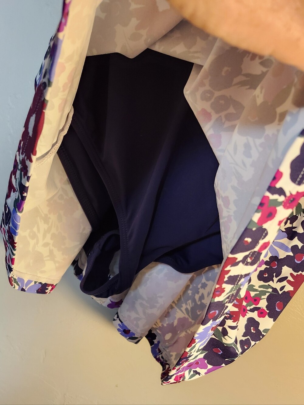 Anne Cole Floral Strap Swimsuit Skirted in White, Purple, Pink - Picture 2 of 7